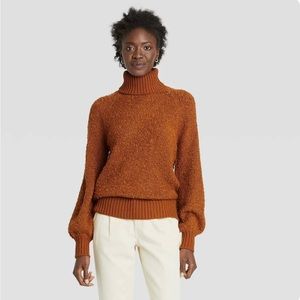 Who What Wear Chunky Turtleneck Pullover Sweater - Brown